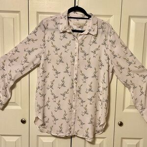 LOFT Women's Floral Print Blouse - Cream